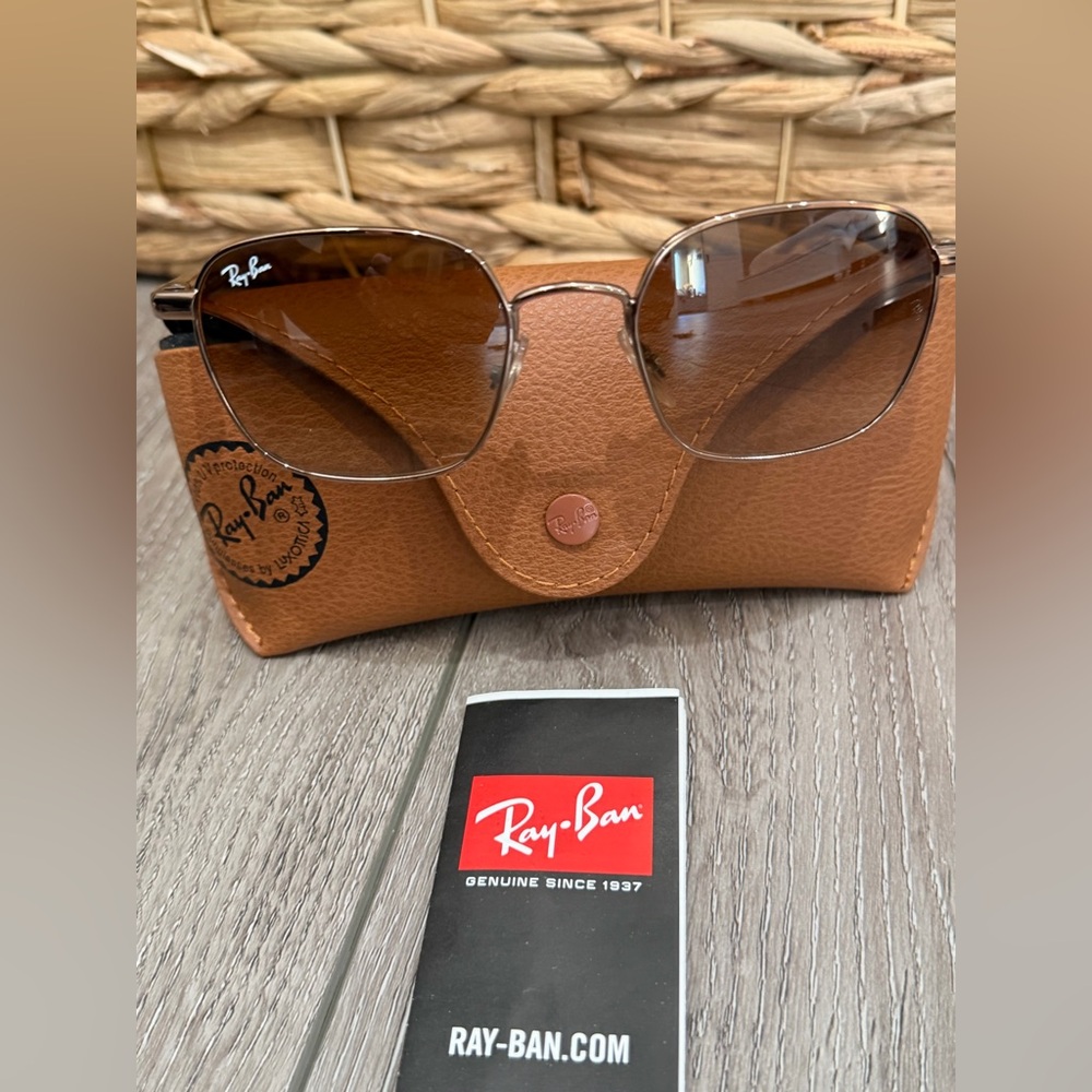Ray-Ban -Authentic RB 3664 Gold Frame Sunglasses with Brown Gradient Lenses